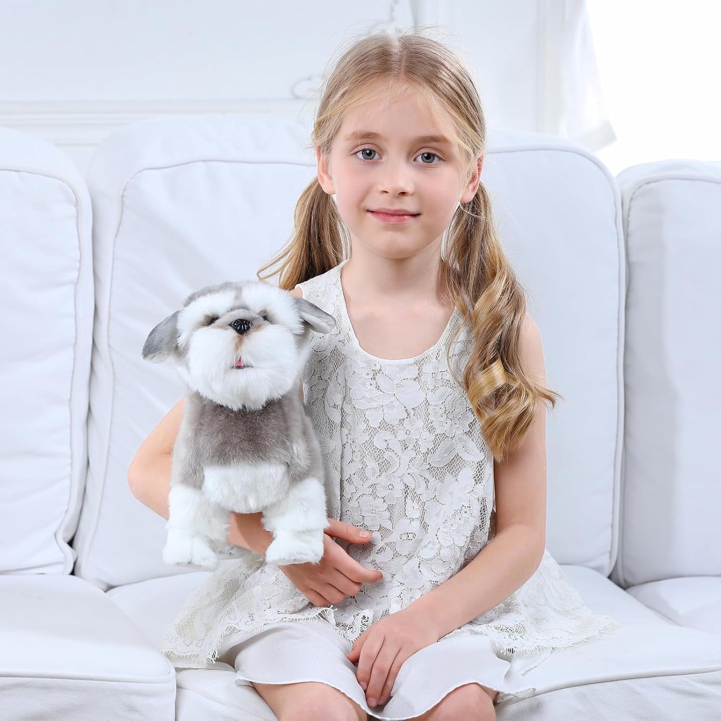 CU-MATE Juguete de Perro de Peluche Interactivo Schnauzer, Mascotas...