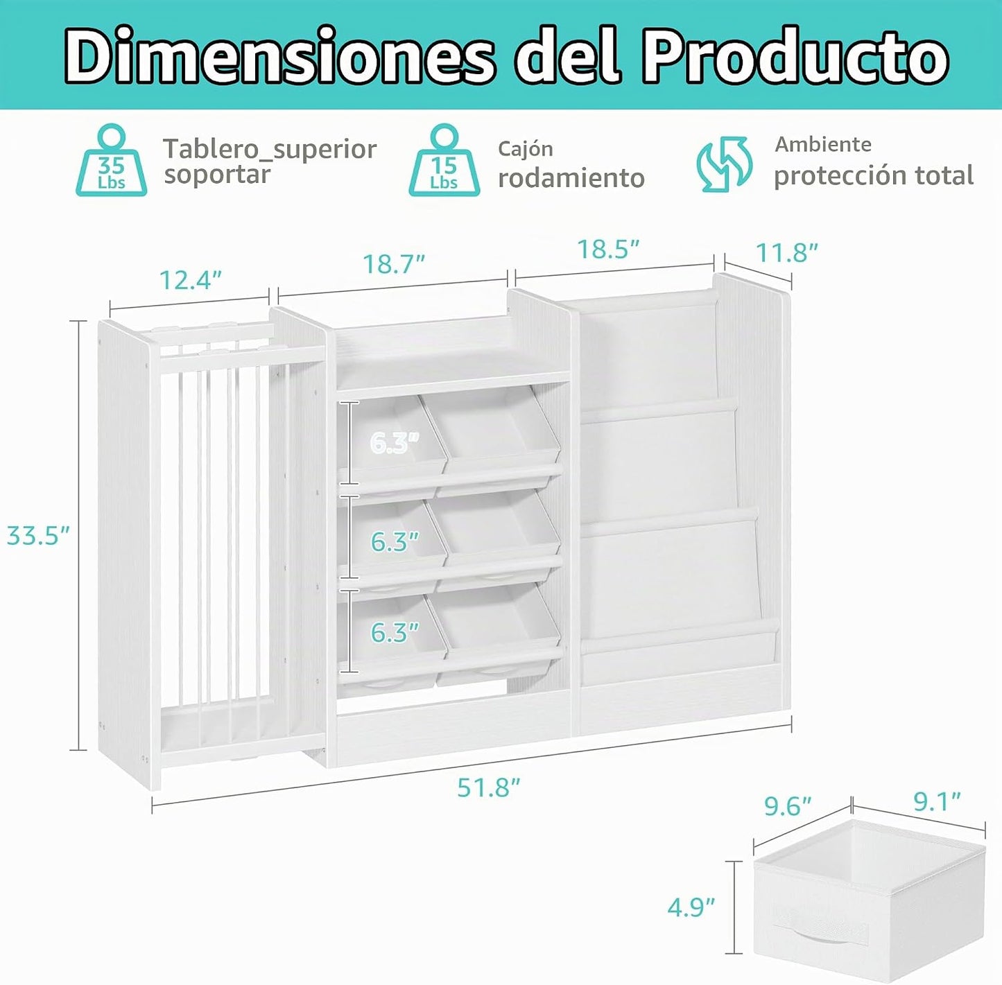 BOLUO Organizador de almacenamiento de juguetes para niños con esta...
