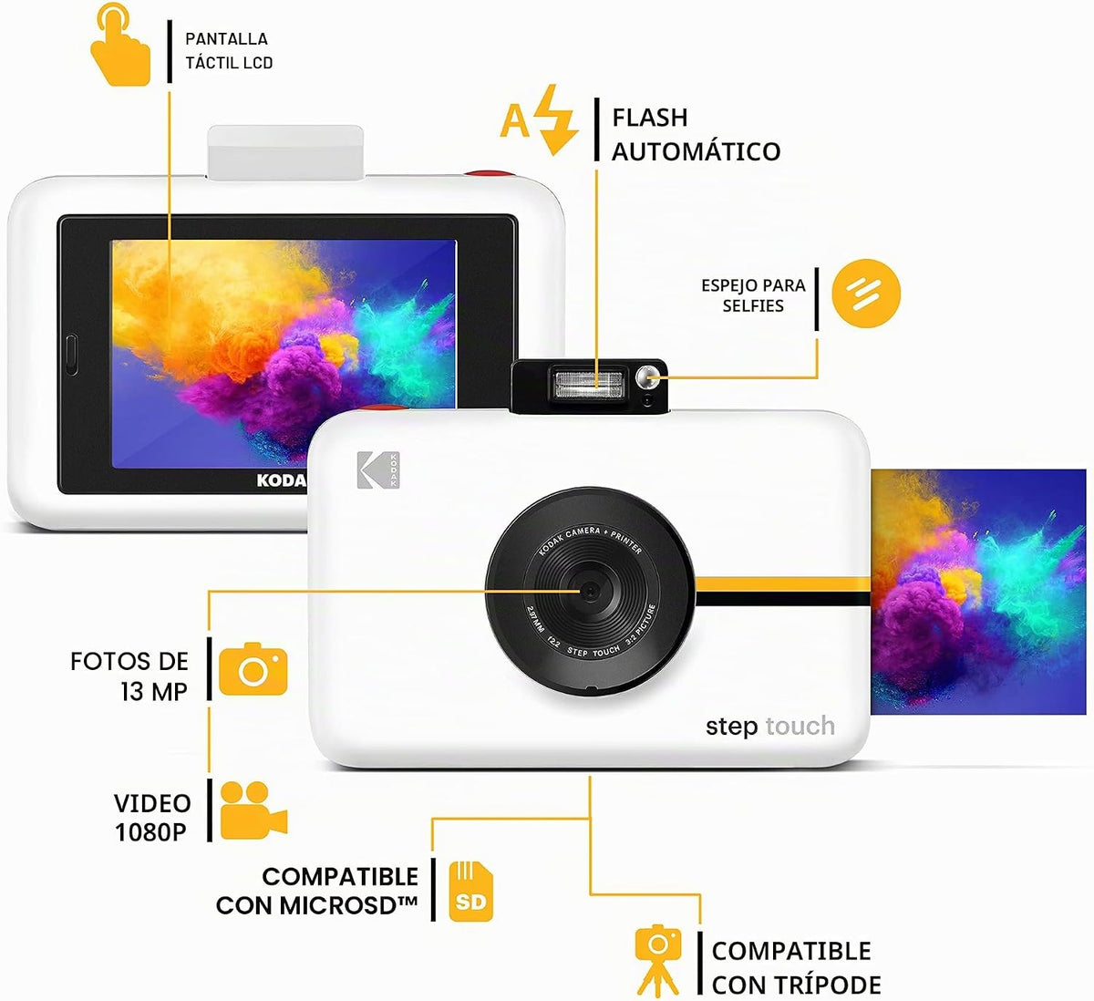 Kodak Step Touch | Cámara digital de 13 MP e impresora instantánea...