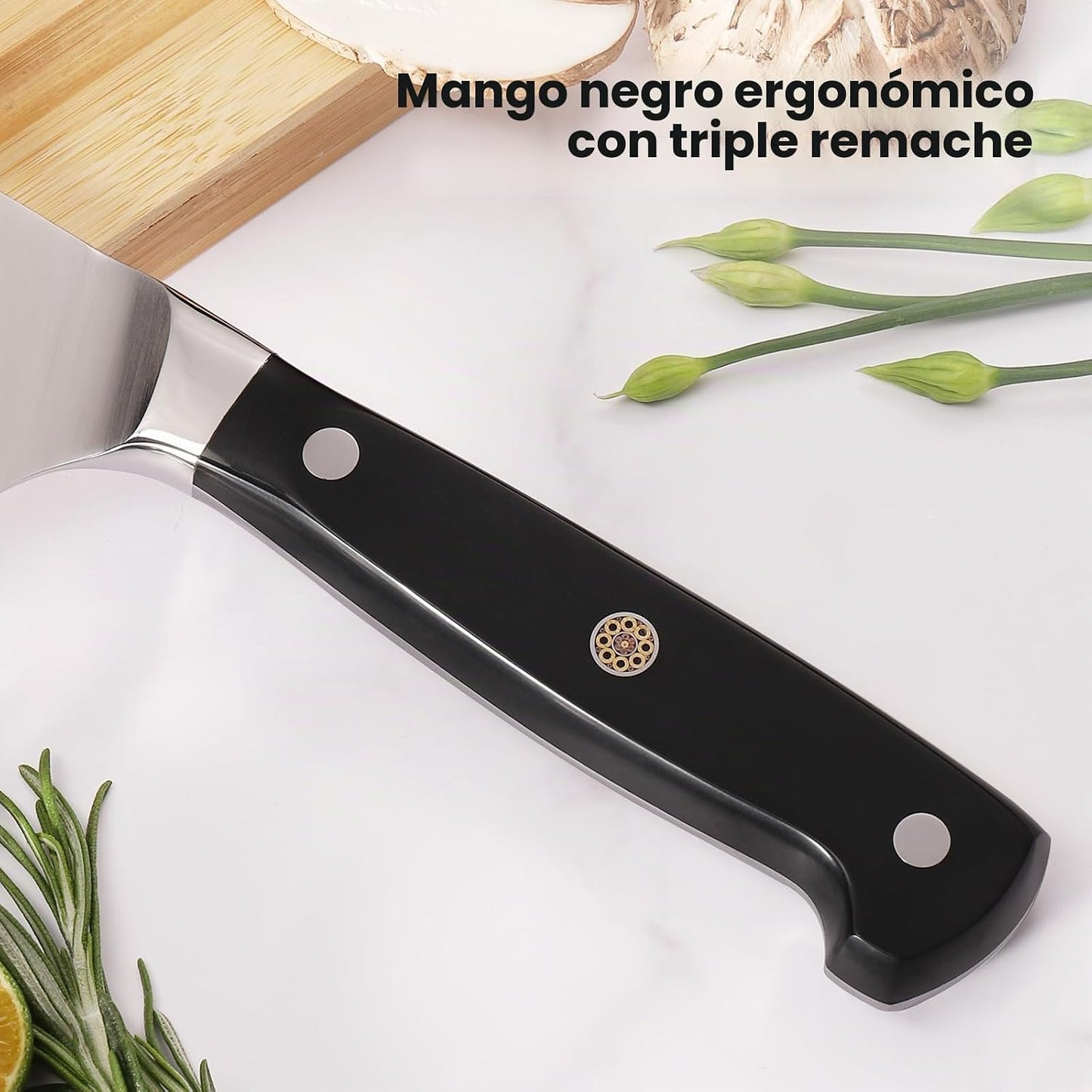 KEEMAKE Juego de cuchillos de chef, 6 piezas de cuchillos de cocina...