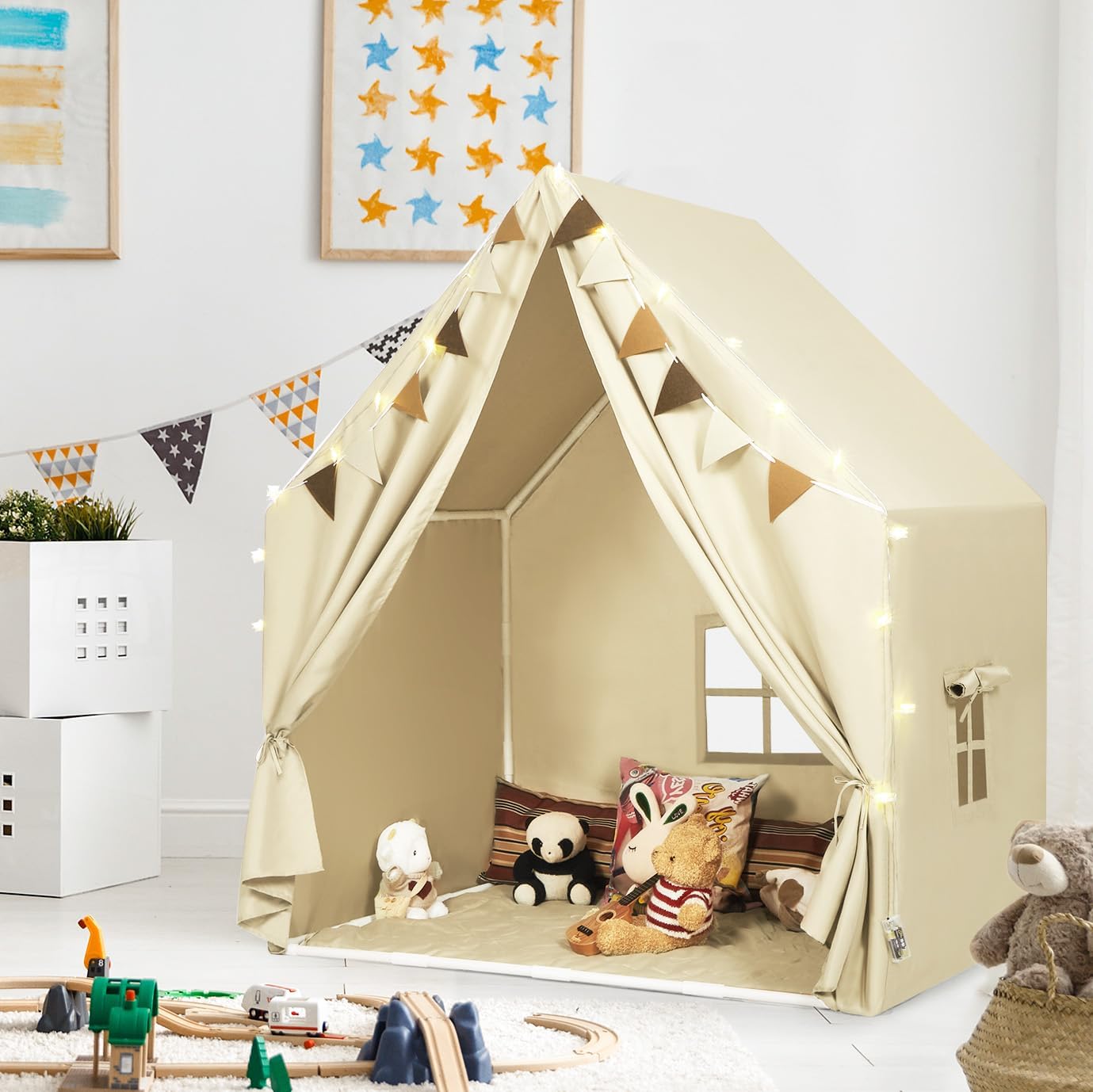 MORITECK - Tienda de campaña para niños con tapete acolchado y luce...