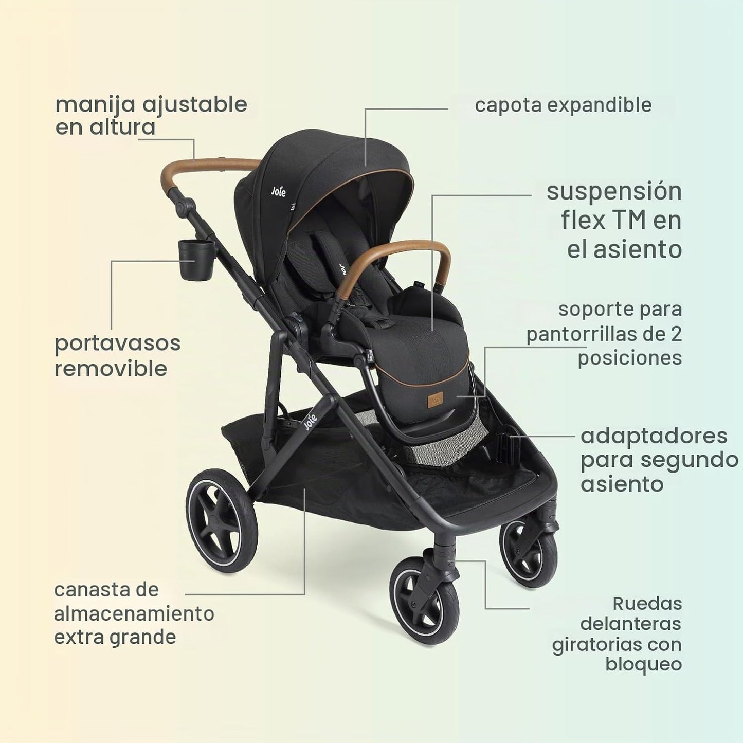 Joie Chive Silla de Paseo Modular de Individual a Doble, 20+ Modos...