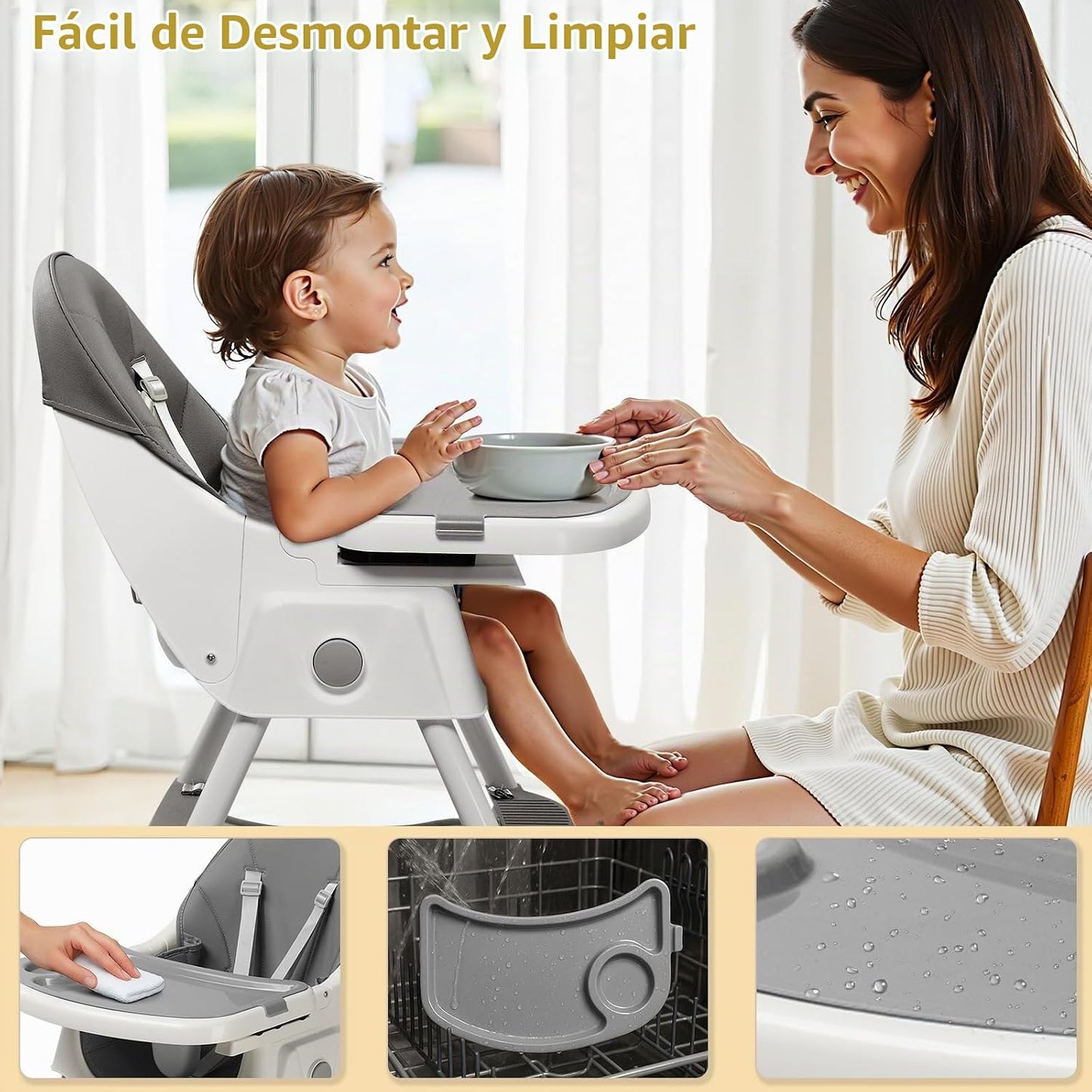 Ktaxon - Silla alta para bebé, silla alta portátil 6 en 1, color gr...