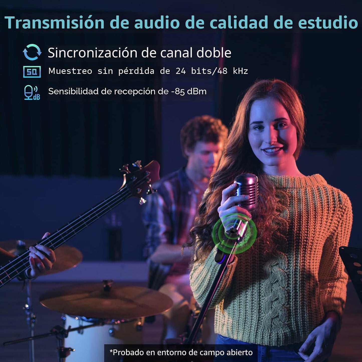 JOYO Sistema de micrófono inalámbrico de 2.4 GHz, transmisor y rece...