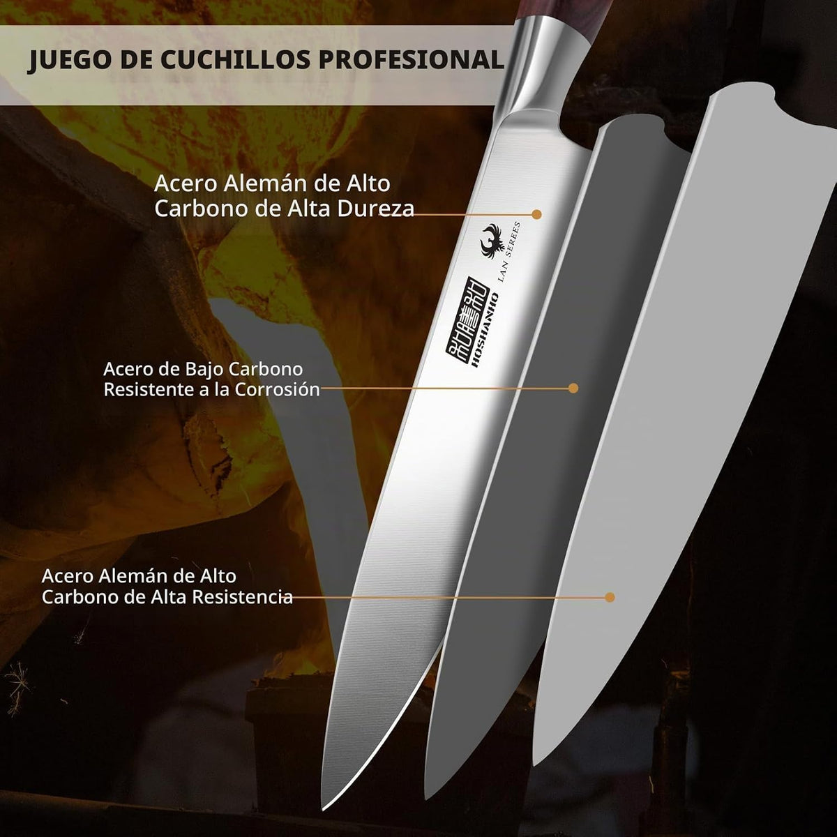 HOSHANHO - Juego de cuchillos de cocina de 7 piezas con bloque, cuc...
