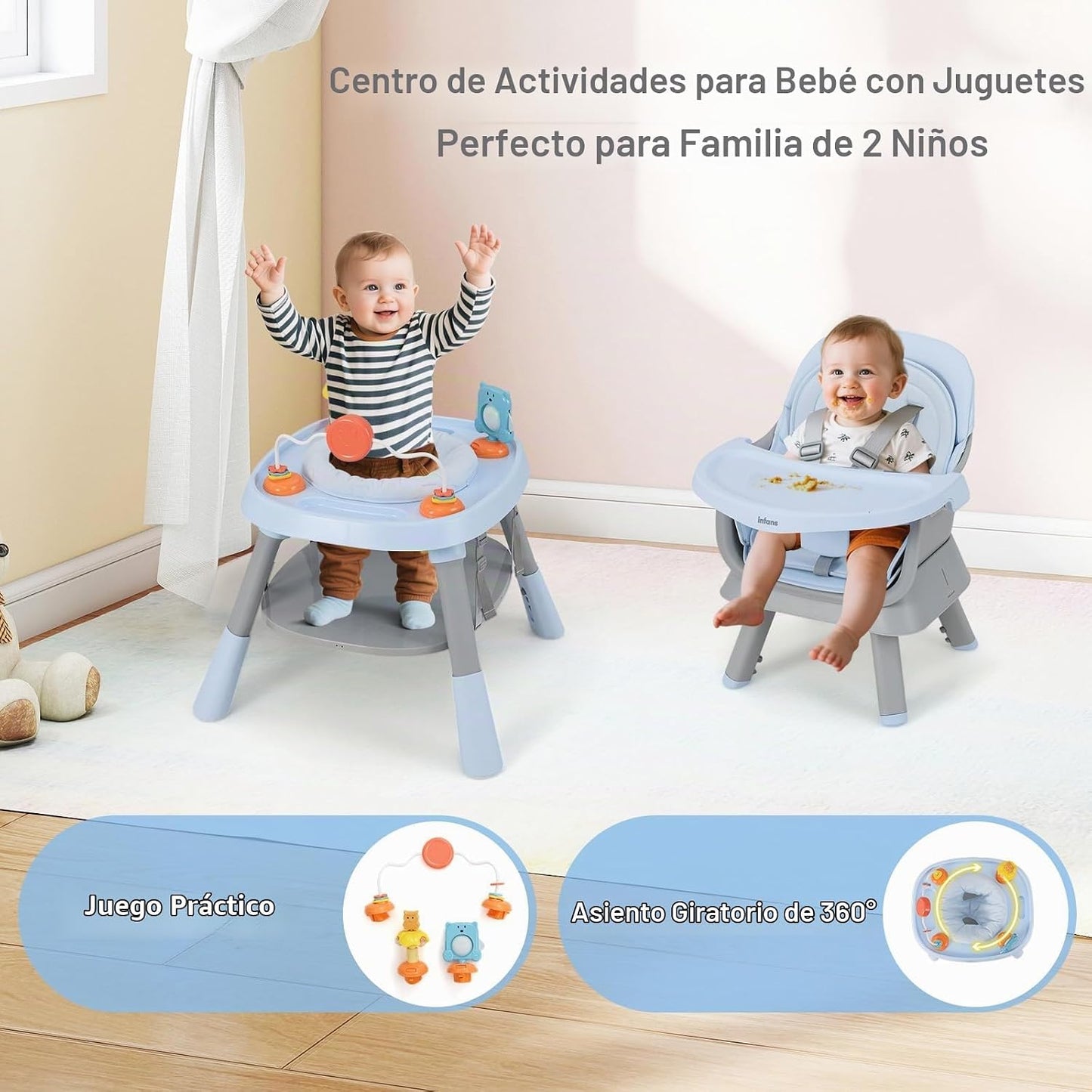 INFANS Silla alta 9 en 1, silla alta convertible para bebés y niños...