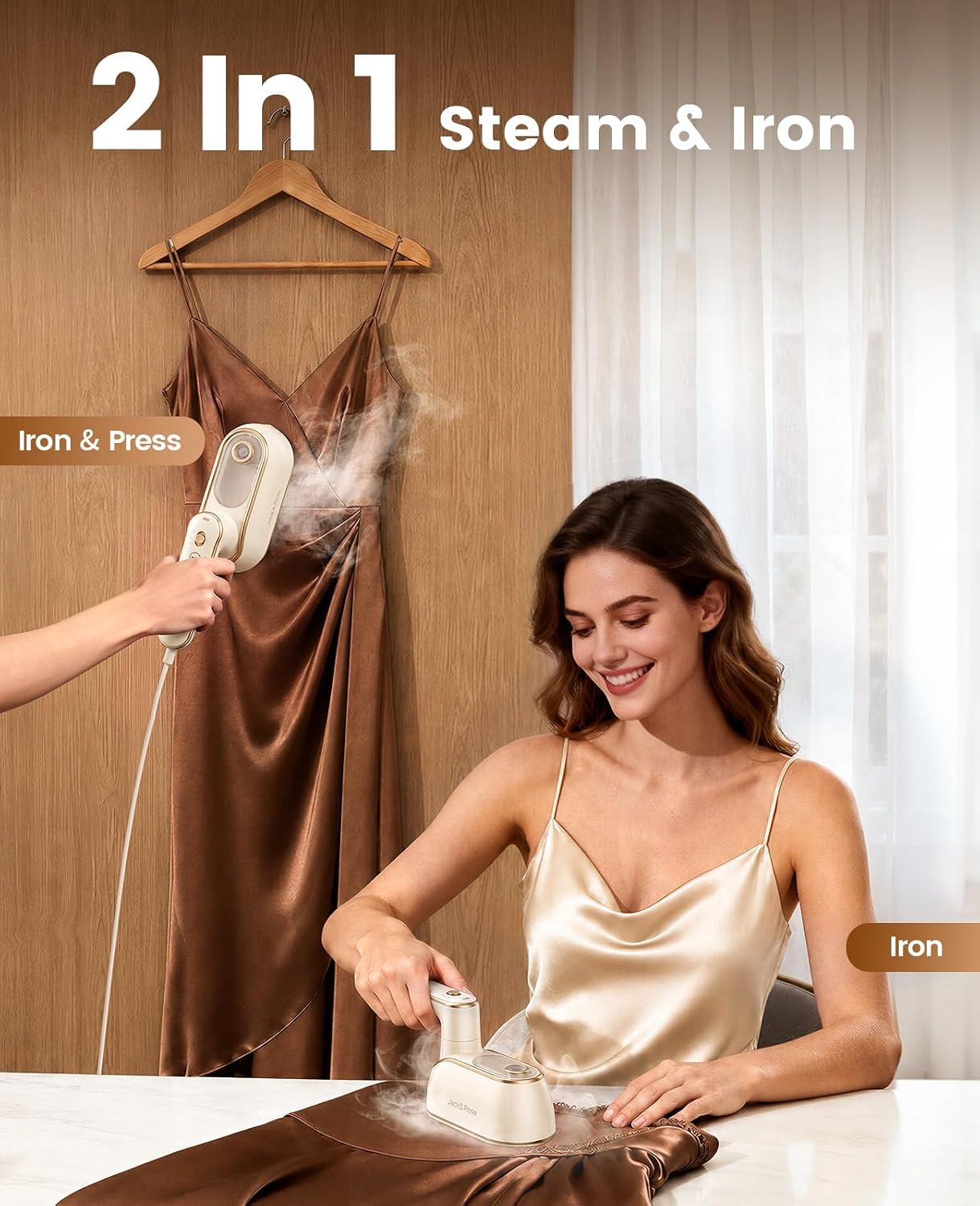 Plancha de vapor de viaje para ropa, vaporizador de hierro de 1200...