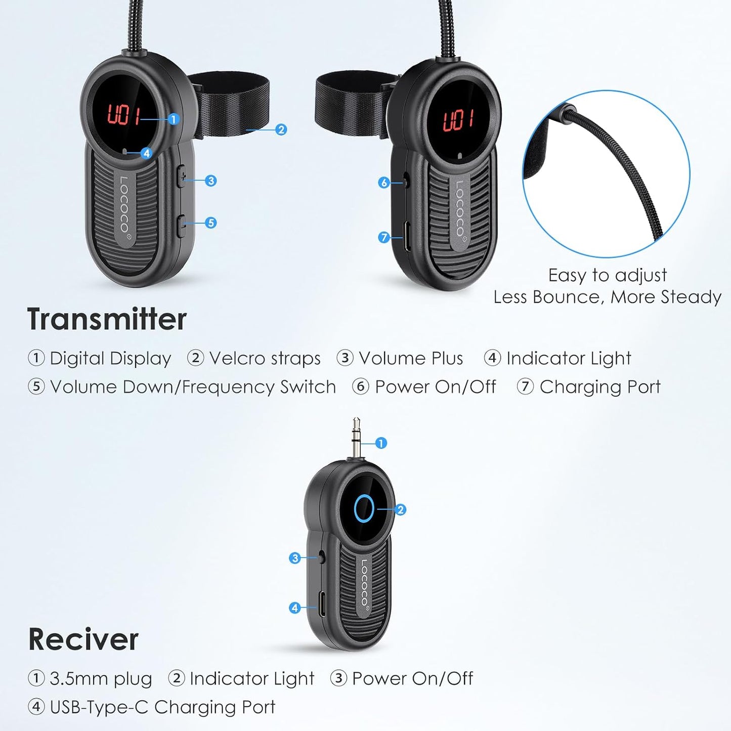 Lococo UHF Wireless Flute Microphone System: Instrumentos de música...