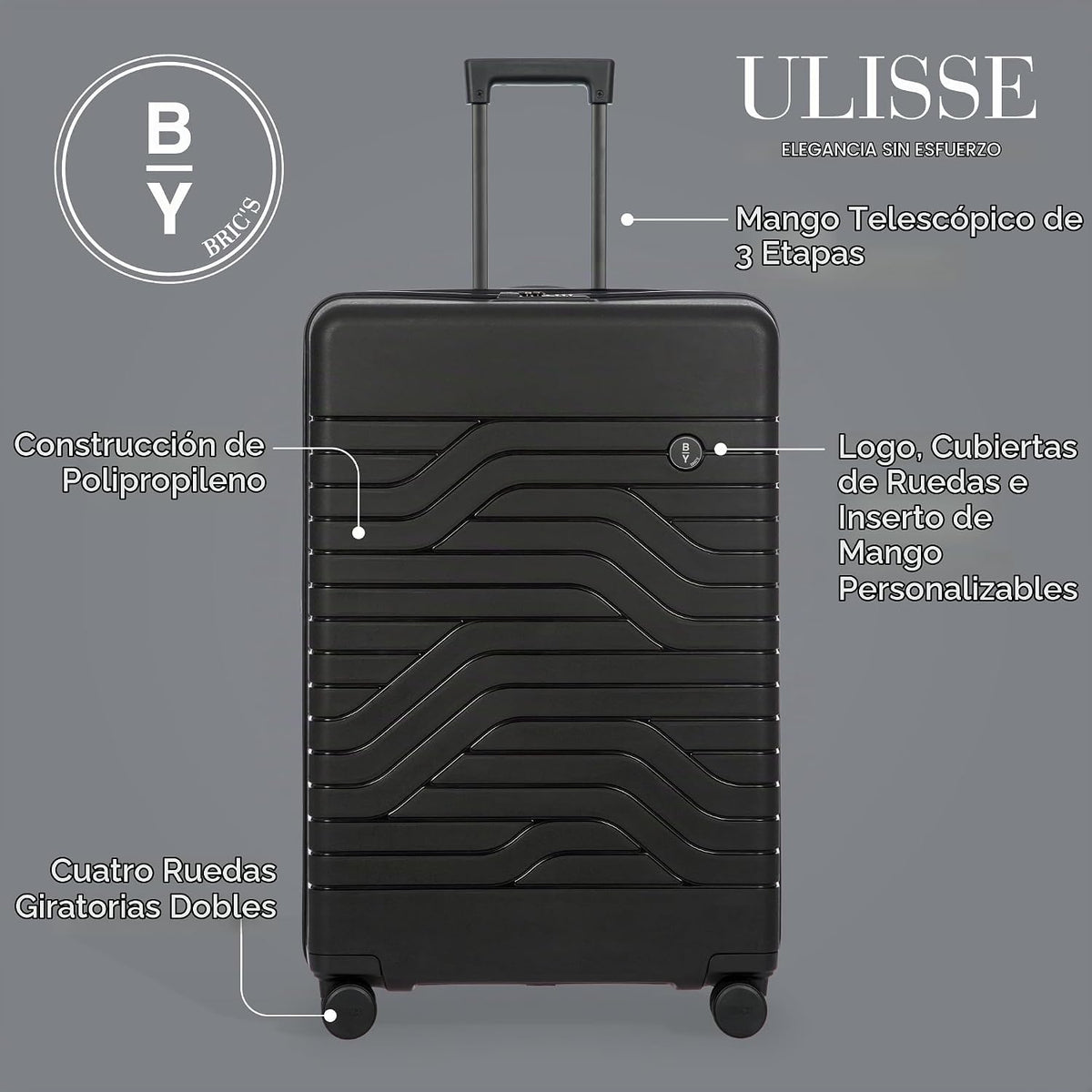 Bric's B|Y Ulisse Maleta Spinner, Negro, 30 pulgadas