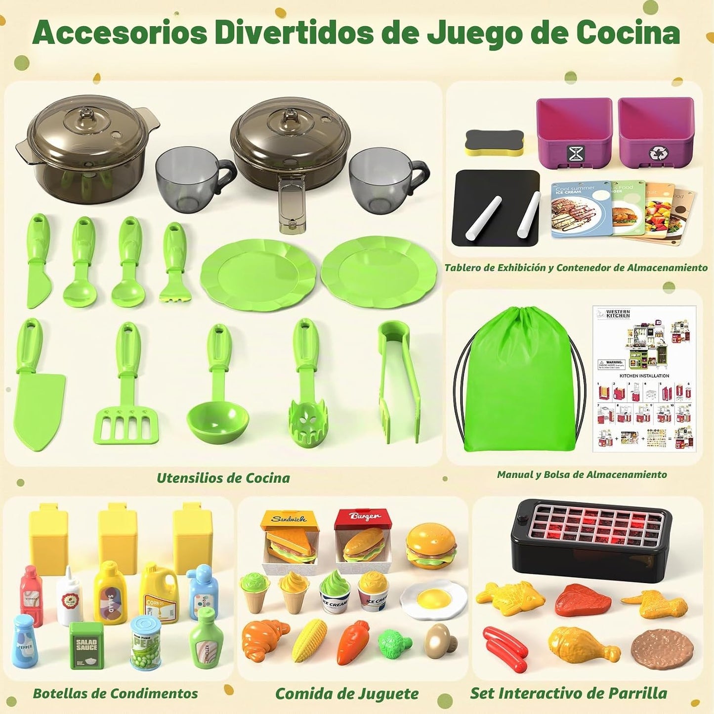 Juego de cocina para niños con luces, sonidos y vapor, juego de coc...