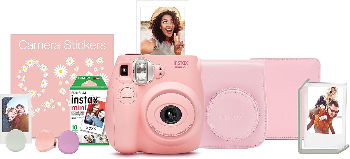 FUJIFILM Instax Mini 7s paquete con cámara instantánea, color rosa...