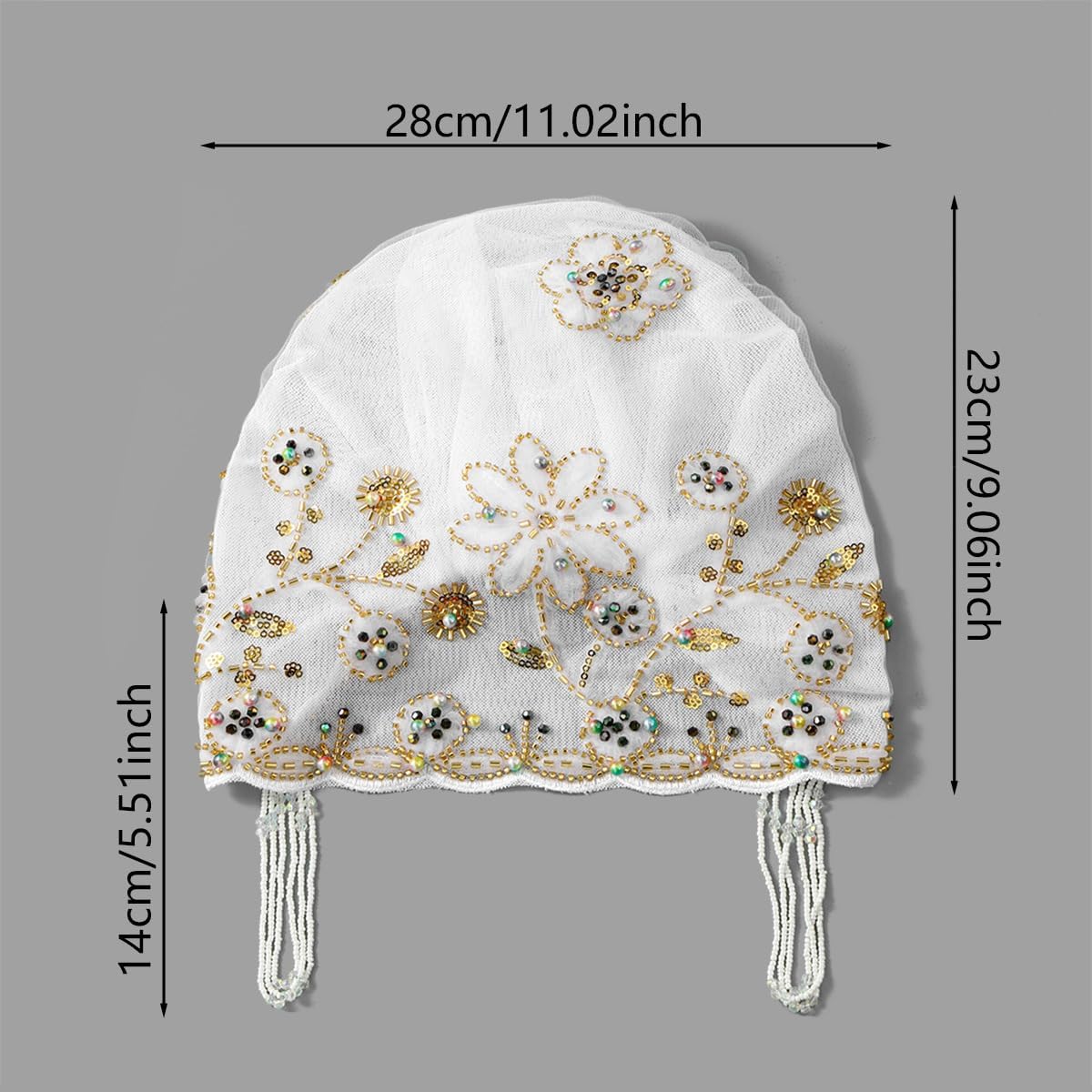 Turbante para mujer, con cuentas de encaje, musulmán, hijab, gorro...