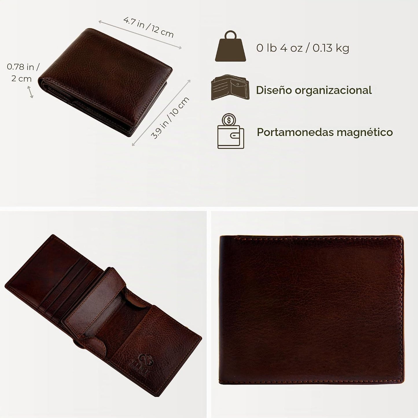 Cartera de cuero Time Resistance para hombres - Billetera para homb...
