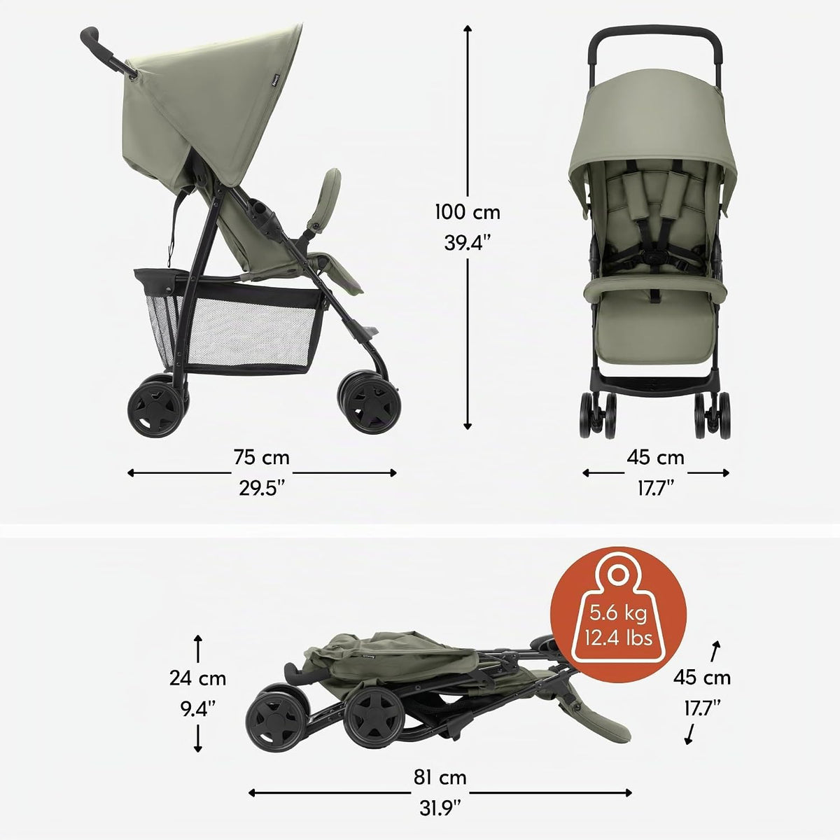 hauck Cochecito plegable ligero y compacto para bebé\/niño pequeño,...