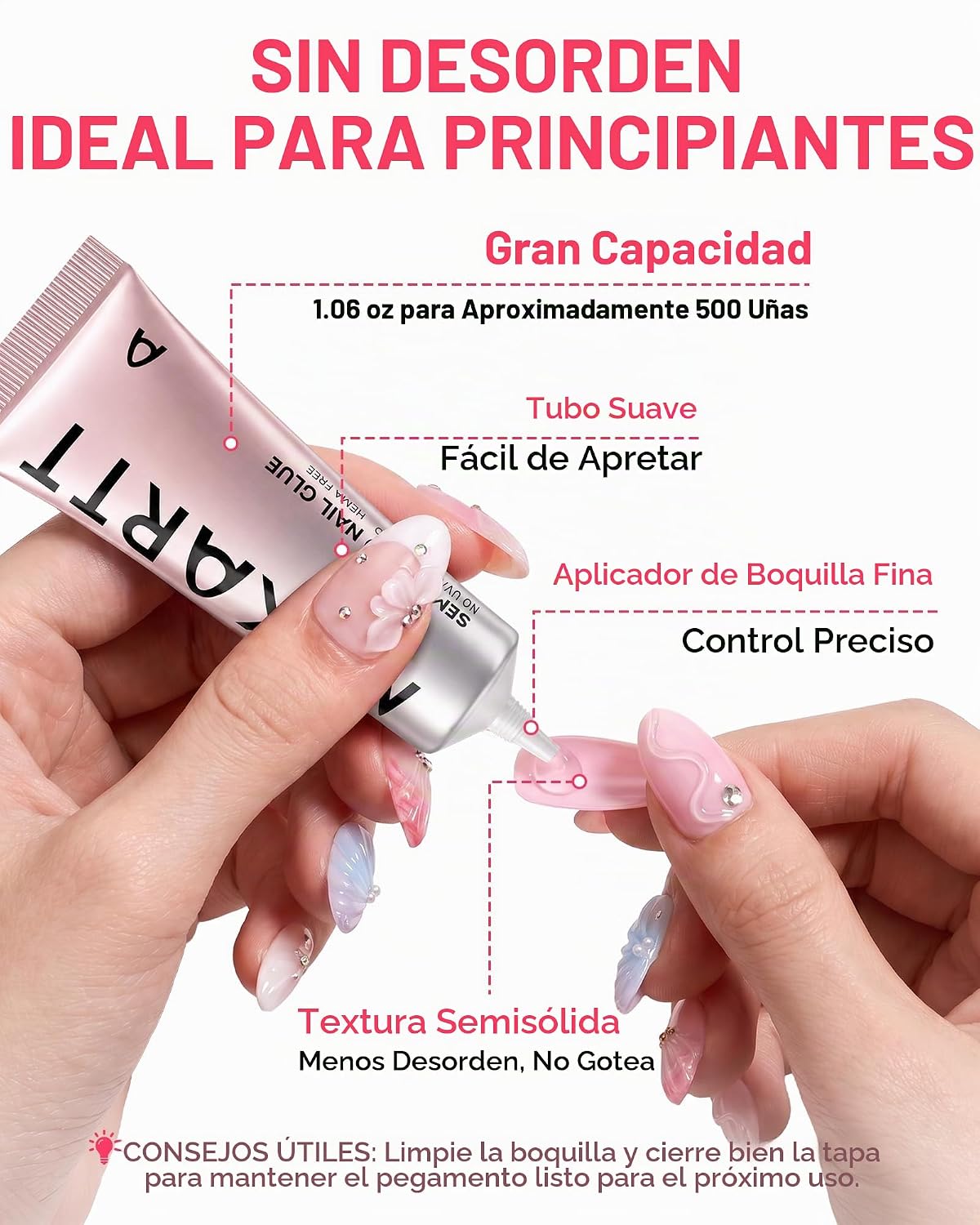 Makartt Pegamento de uñas a presión: 1 fl oz de gran capacidad, sem...