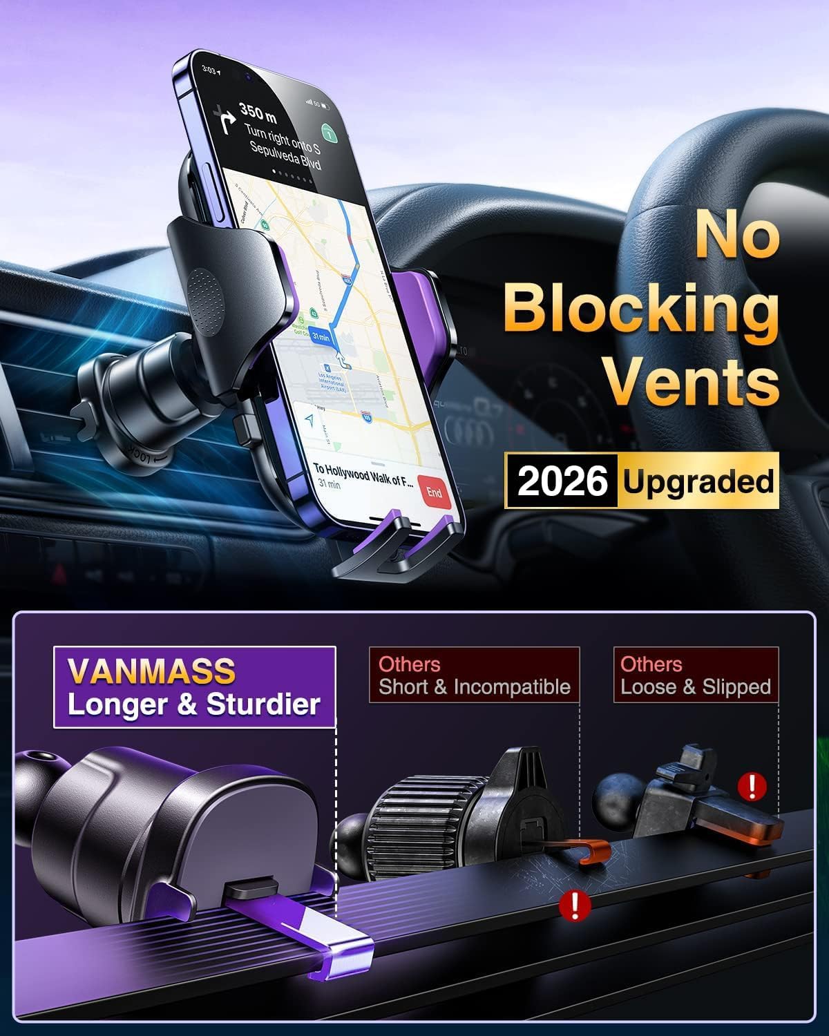 VANMASS [Verdad Grado Militar] Soporte para teléfono de coche [Mejo...