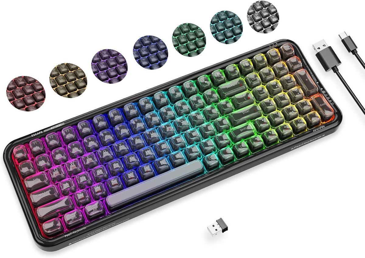 FOPETT Teclado inalámbrico para computadora con retroiluminación RG...