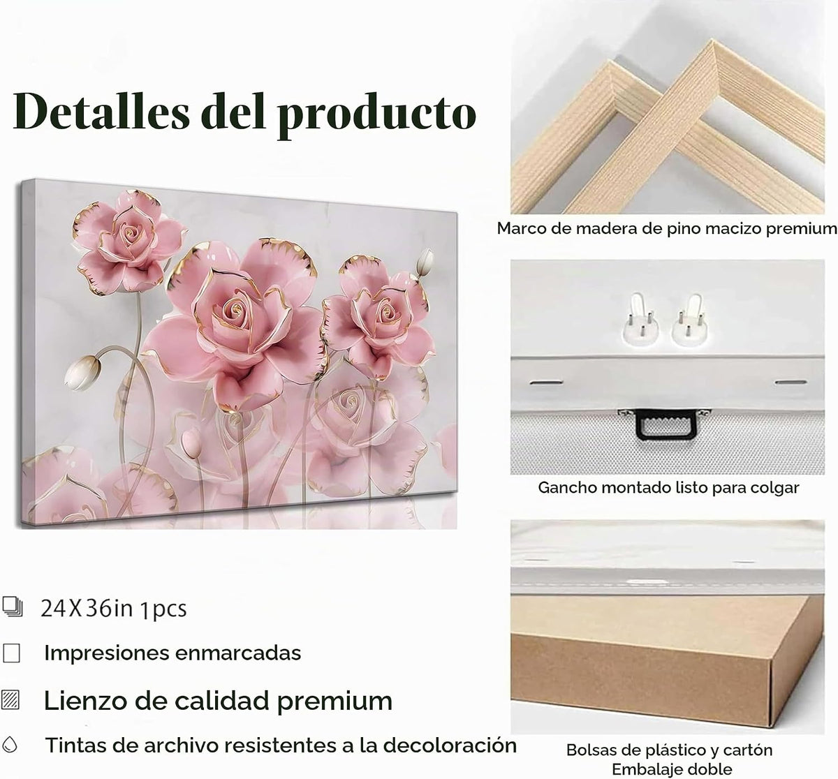 Lona moderna de rosas delicadas en oro rosa con flores que se refle...