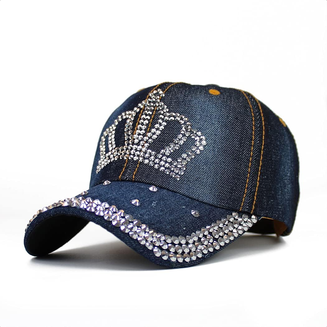 Gorra de béisbol ajustable para mujer, con diamantes de imitación b...