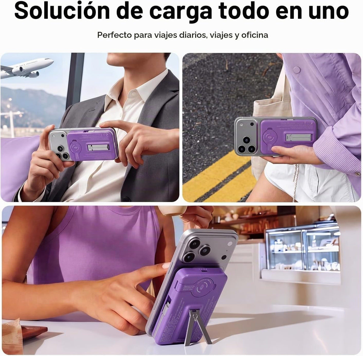 Q Cargador portátil inalámbrico magnético de 10,000 mAh, batería ex...