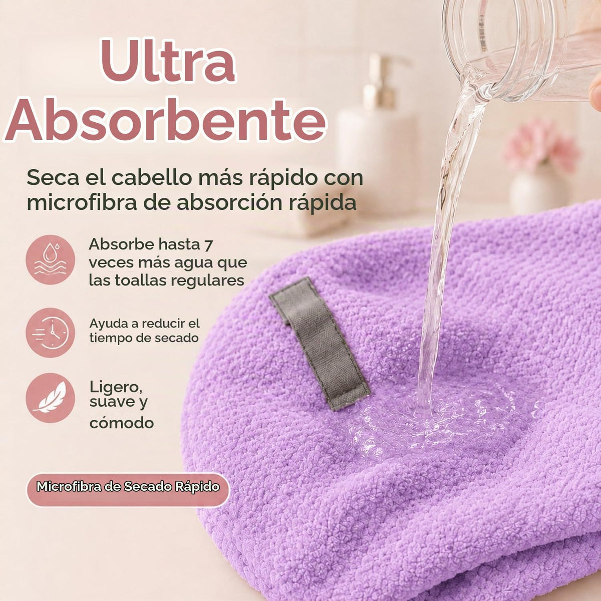 Netcken Toalla Grande de Microfibra para el Cabello para Mujeres, S...