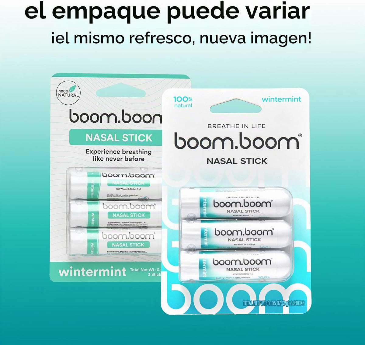 BoomBoom Barra nasal, aceites esenciales + inhalador de mentol, men...