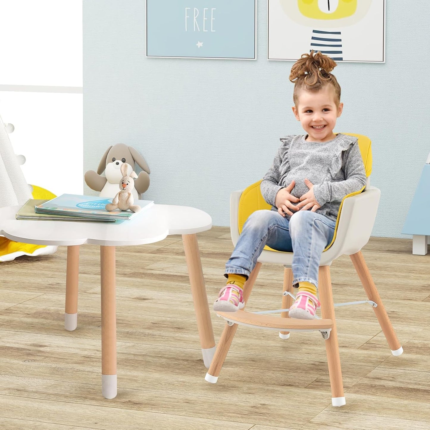 BABY JOY Trona convertible para bebé, 3 en 1, silla alta de madera\...