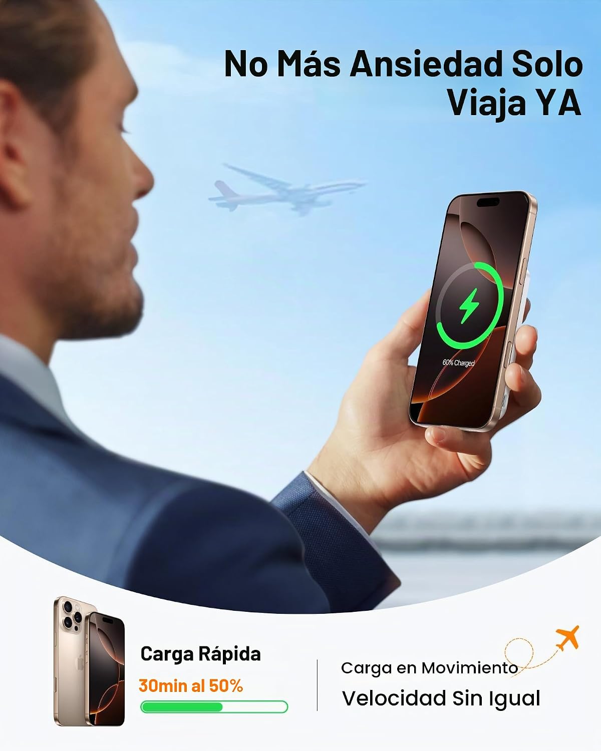 TORRAS EasyGo Cargador Portátil Magnético Delgado de 0.45" para...