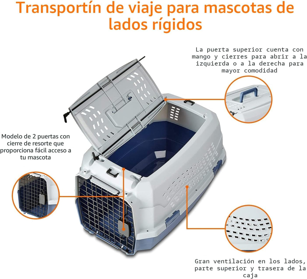 Amazon Basics Transportador de viaje duro para perros, gatos y masc...