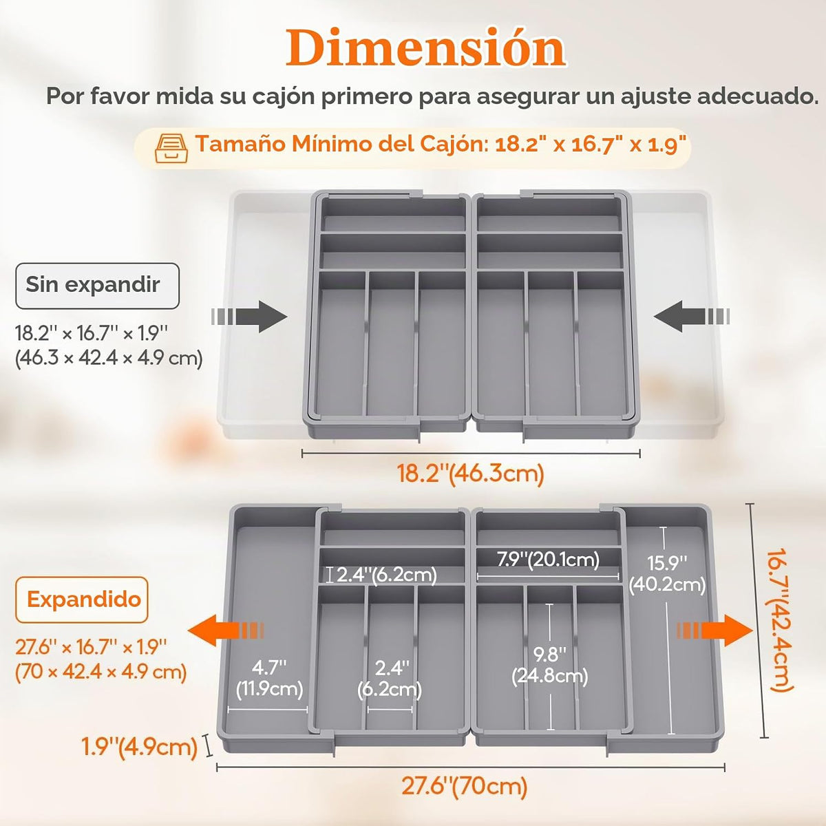 Lifewit Organizador de cubiertos grande para cajón, expandible de 1...