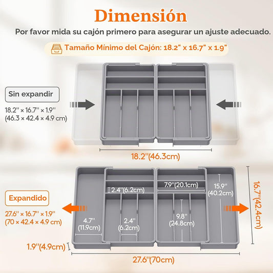 Lifewit Organizador de cubiertos grande para cajón, expandible de 1...
