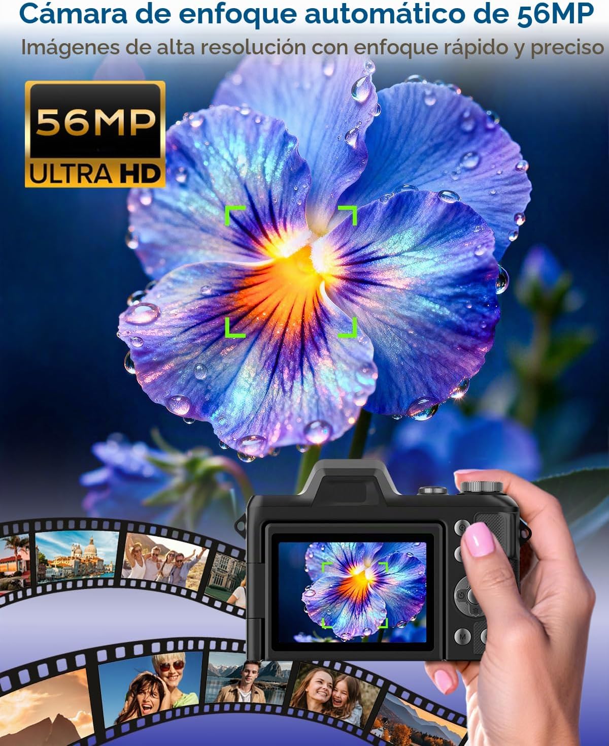 Cámara digital 4K para viajes fotográficos, cámara de vlogging de e...