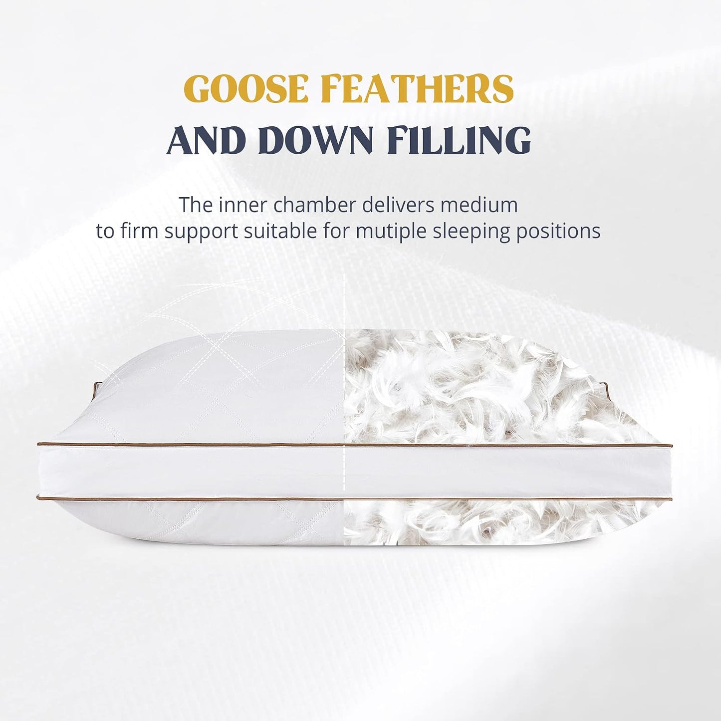 puredown® Almohadas de plumas y plumón de ganso para dormir, almoha...