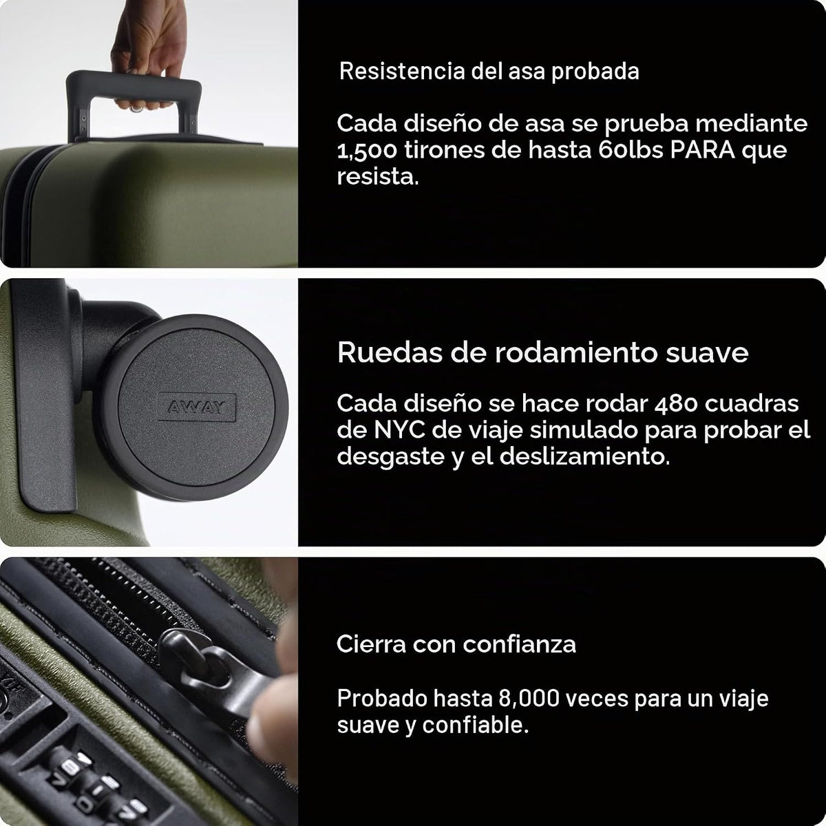Away Equipaje grande a cuadros, maleta giratoria rígida ligera de 2...