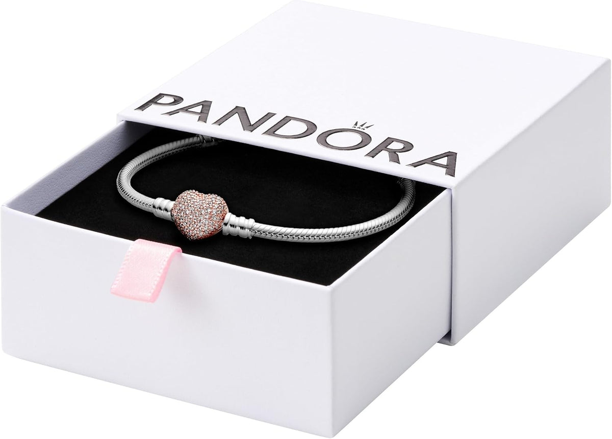 Pulsera de cadena de serpiente con cierre de corazón brillante de P...