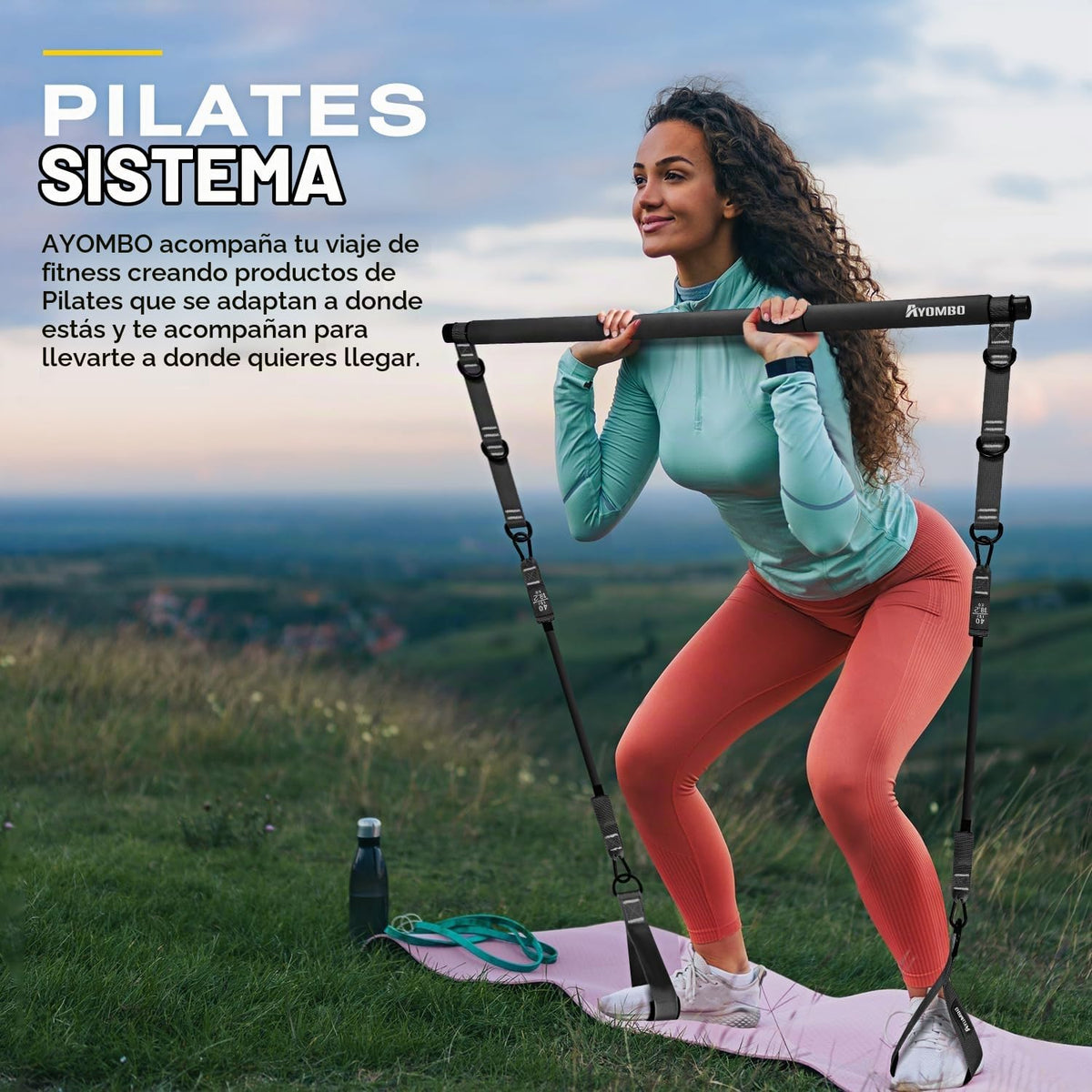 Kit de barra de pilates Ayombo con bandas de resistencia, equipo de...