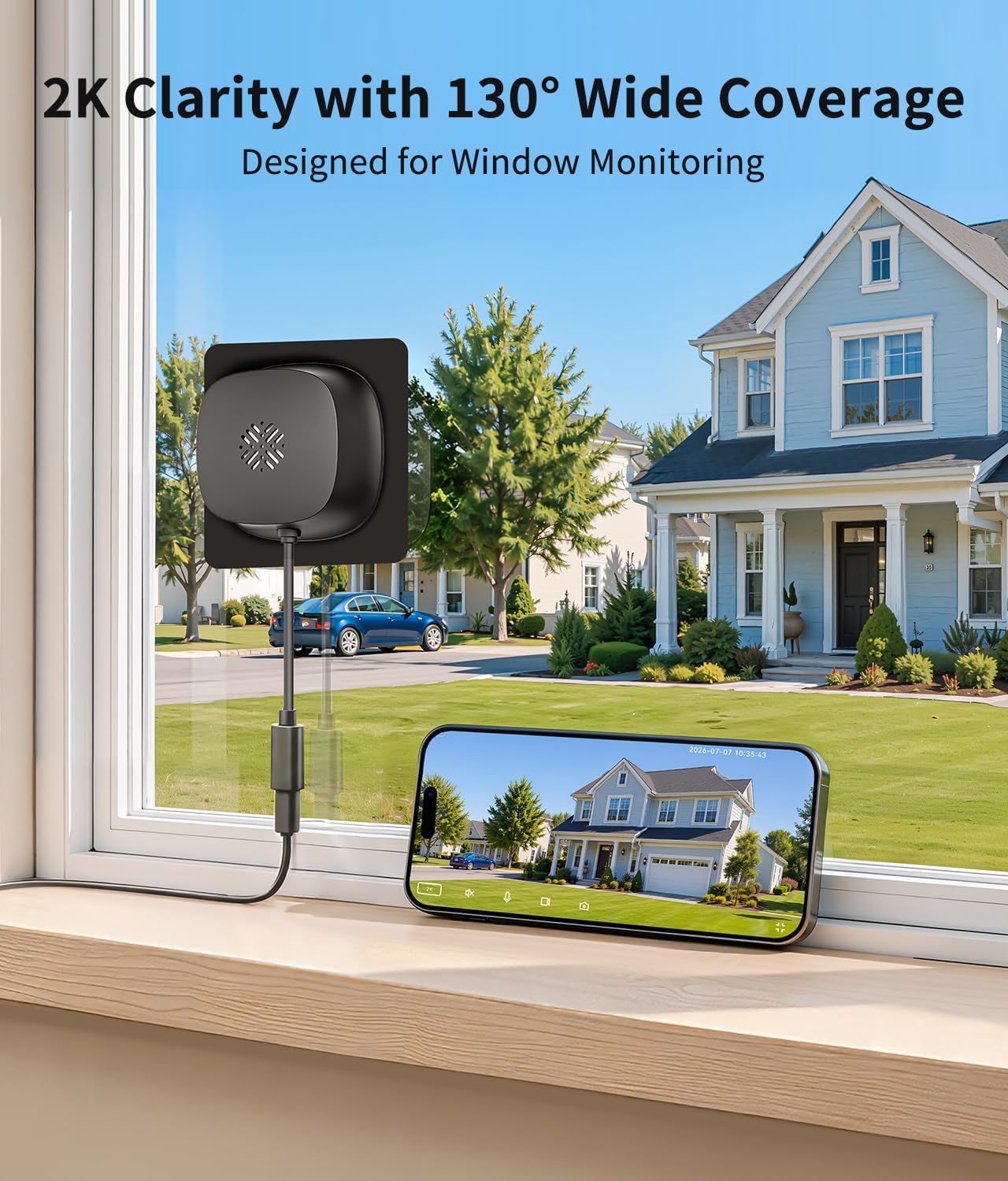 MISECU Cámara de ventana 2K sin taladro, cámaras interiores para se...