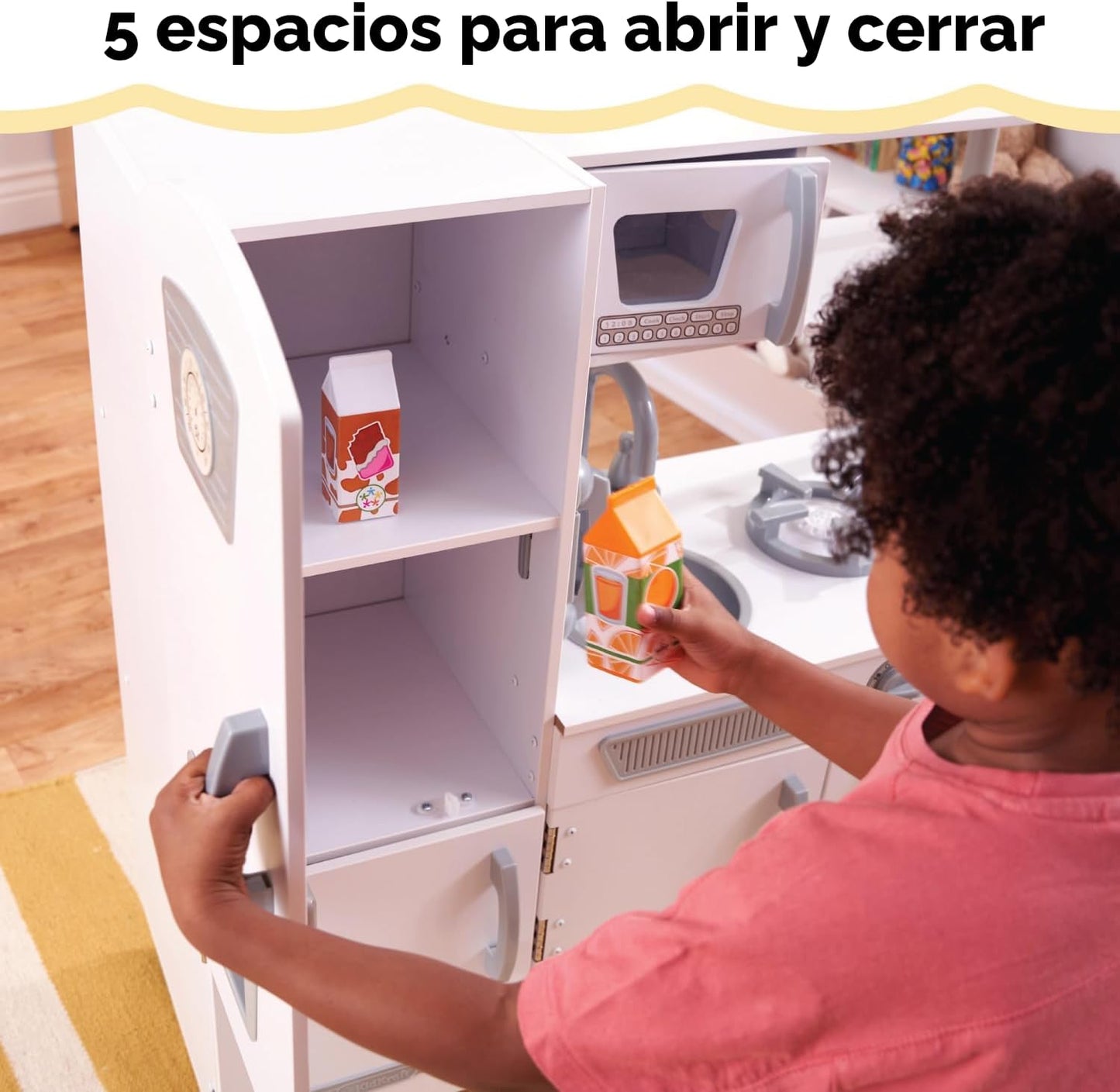KidKraft Cocina de madera vintage con máquina de hielo y teléfono d...