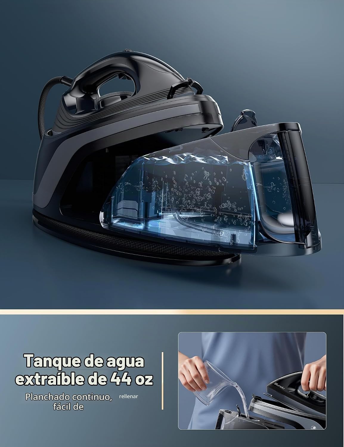 Sundu Plancha de vapor para ropa con suela revestida de cerámica de...