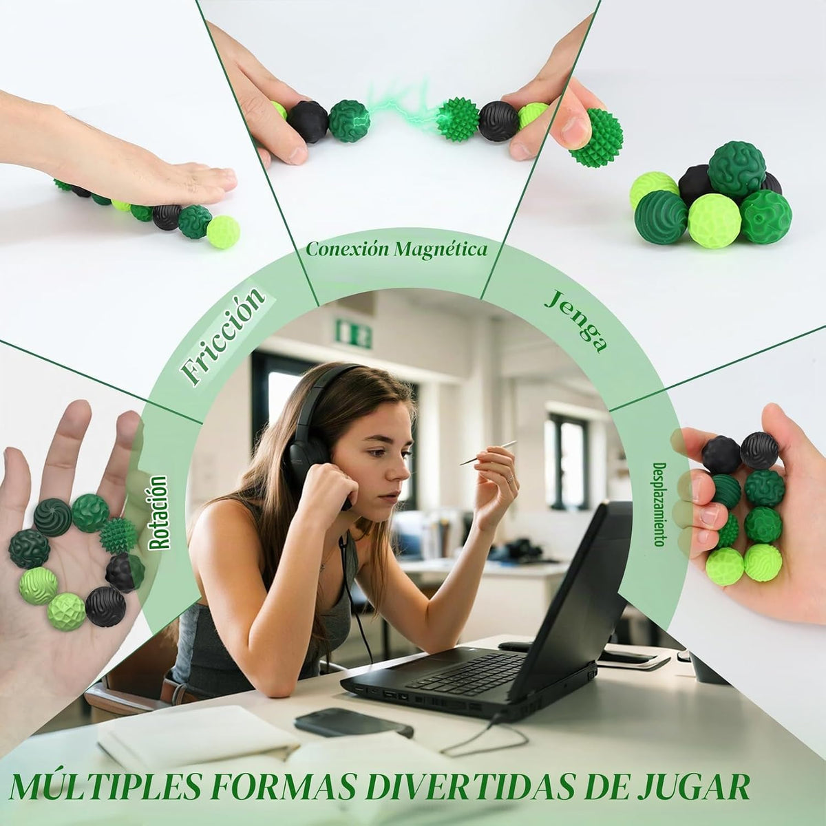 Bolas Magnéticas de Silicona, Juguetes Antiestrés para Adultos y Ad...