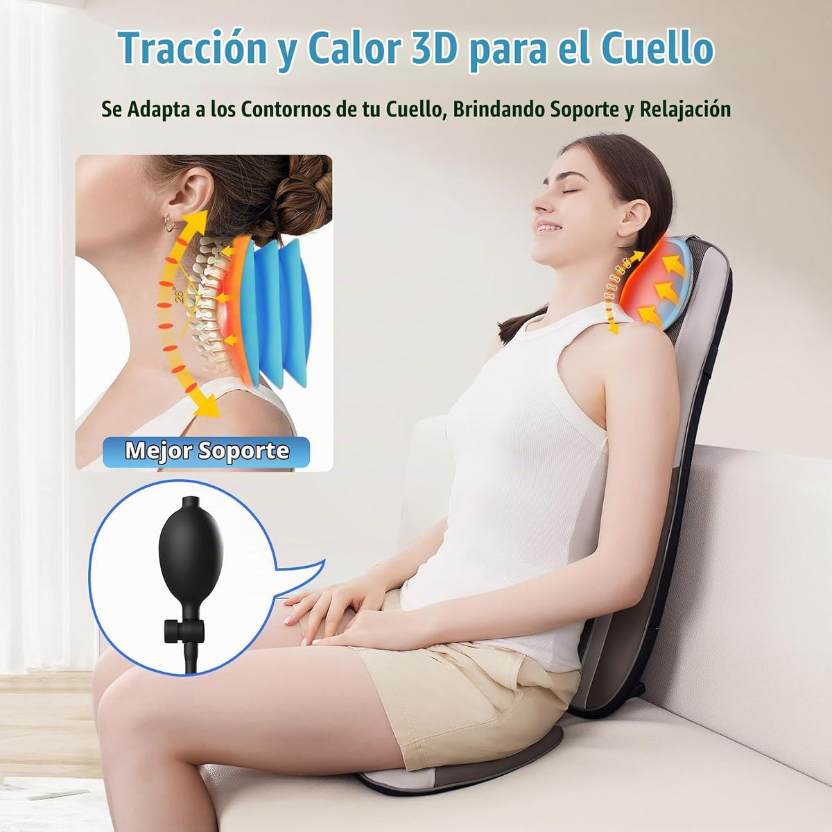 comrelax Shiatsu - Masajeador de espalda con calor, cojín de asient...