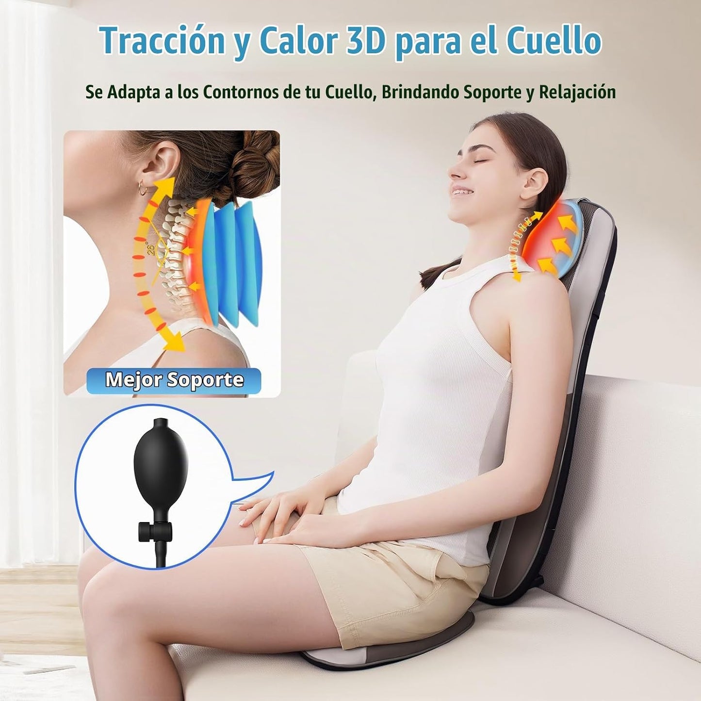 Comrelax Shiatsu Masajeador de Espalda con Calor, Cojín para Asient...