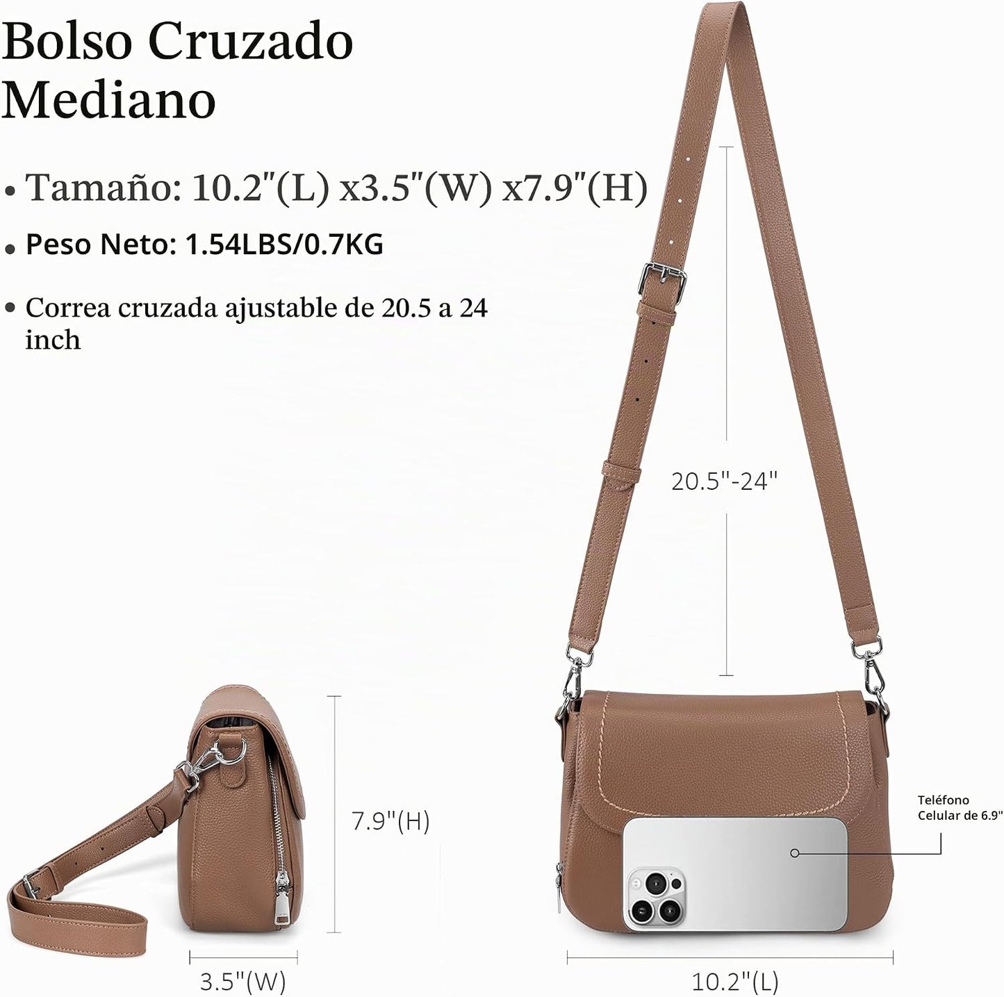 befen Bolsos cruzados de cuero genuino para mujer con cartera RFID...