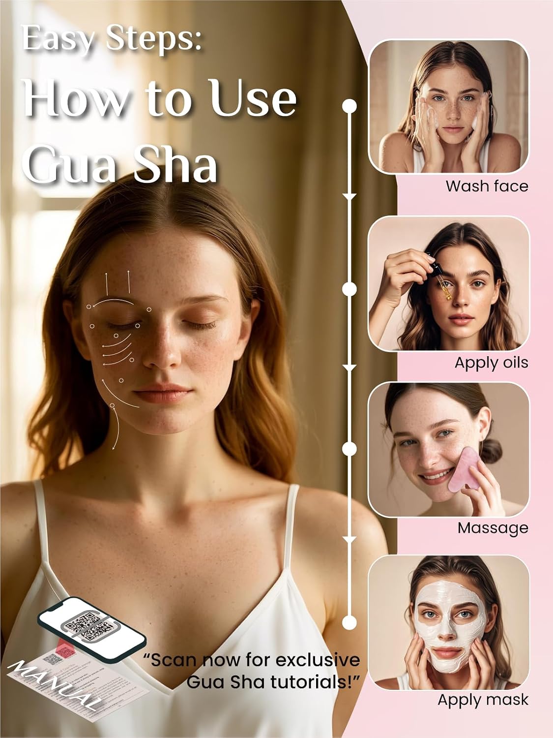 Rena Chris Gua Sha Herramientas faciales, Herramienta Guasha de Ace...