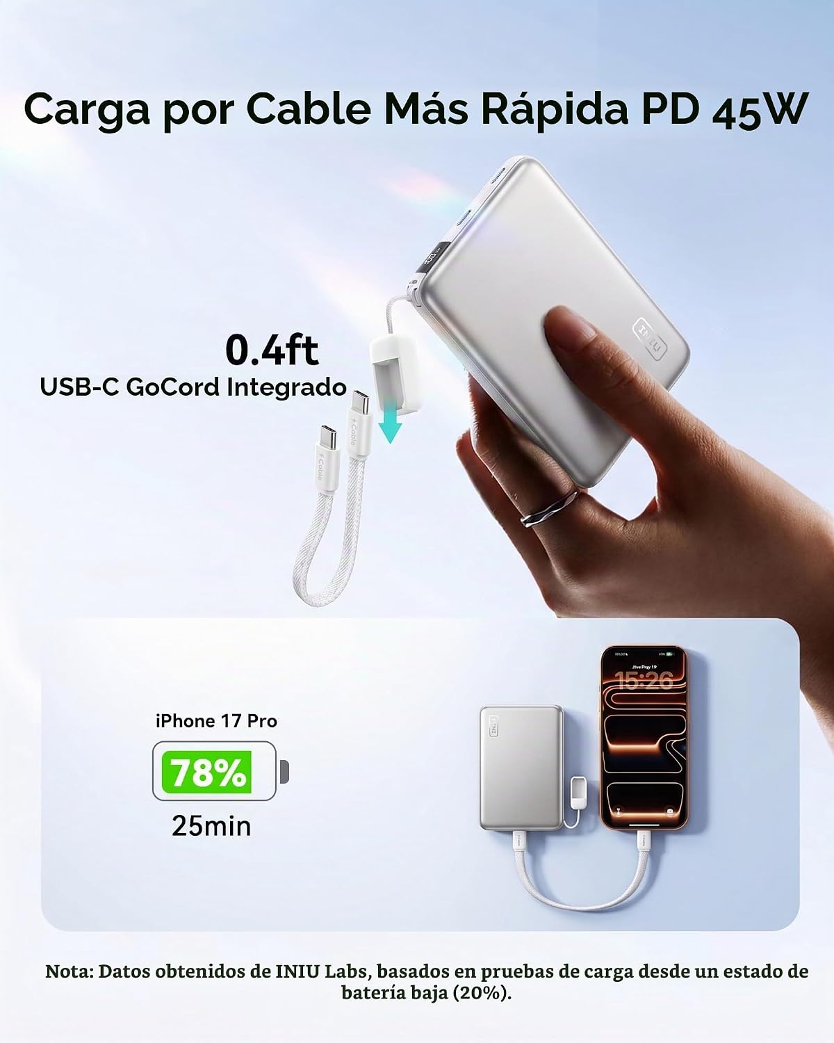 INIU Banco de energía más delgado para MagSafe, 10000 mAh Qi2.2 cer...