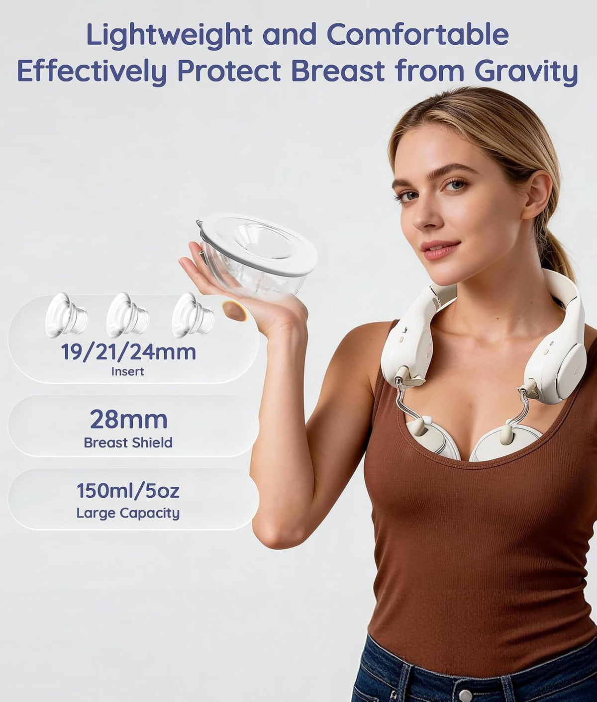 NCVI - Extractor de leche con banda para el cuello, manos libres, e...