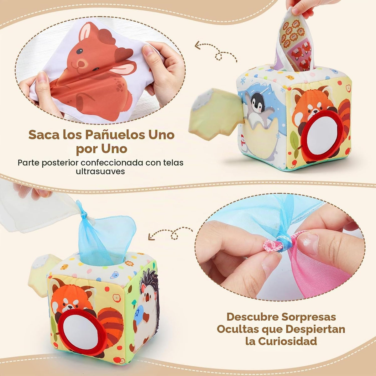 KILGICO Juguete de Caja de Pañuelos para Bebés de 6-12 Meses - Jugu...