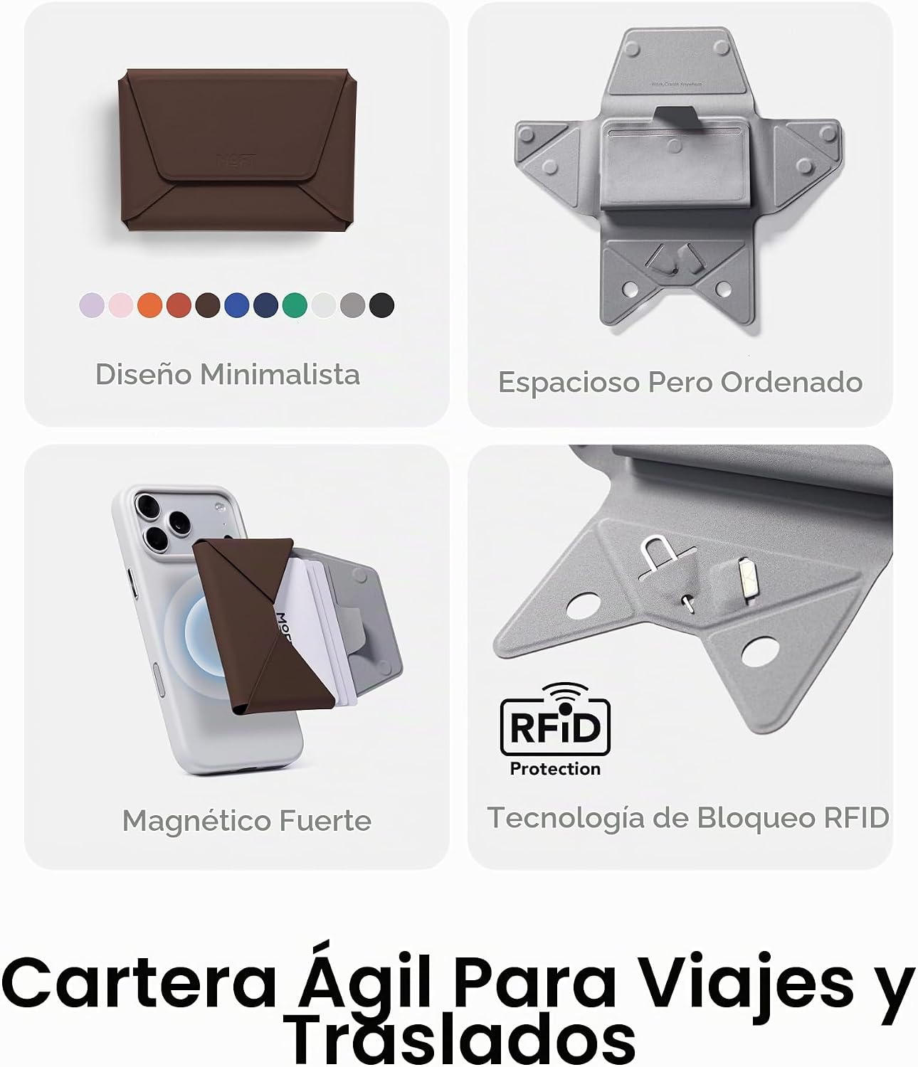 MOFT Cartera magnética para mujer, Marrón (Brownie), Minimalista |...