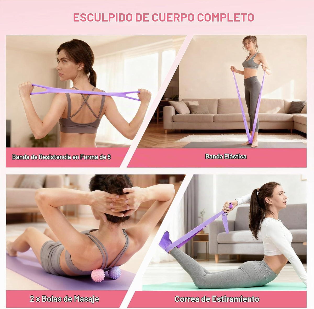 Kit de Pilates para el Hogar para Mujeres - Set de 14 Piezas de Equ...