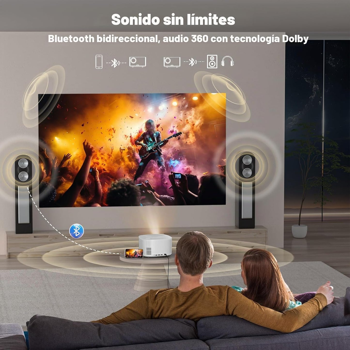 ONOAYO Proyector para Exteriores 4K con Dolby Audio de 60 W y Aplic...